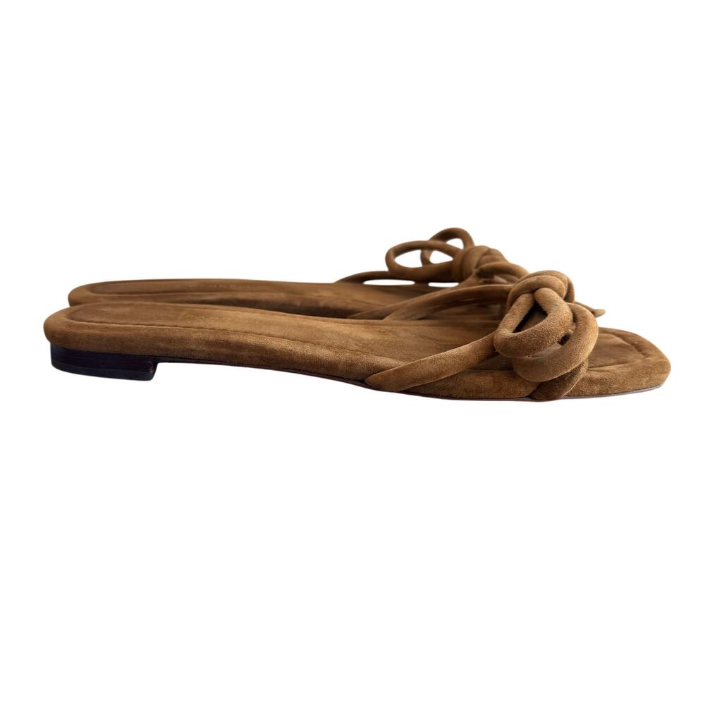 Loeffler Randall Hadley Brown Suede Leather Bow Flat Sandals size 9 - Picture 4 of 10